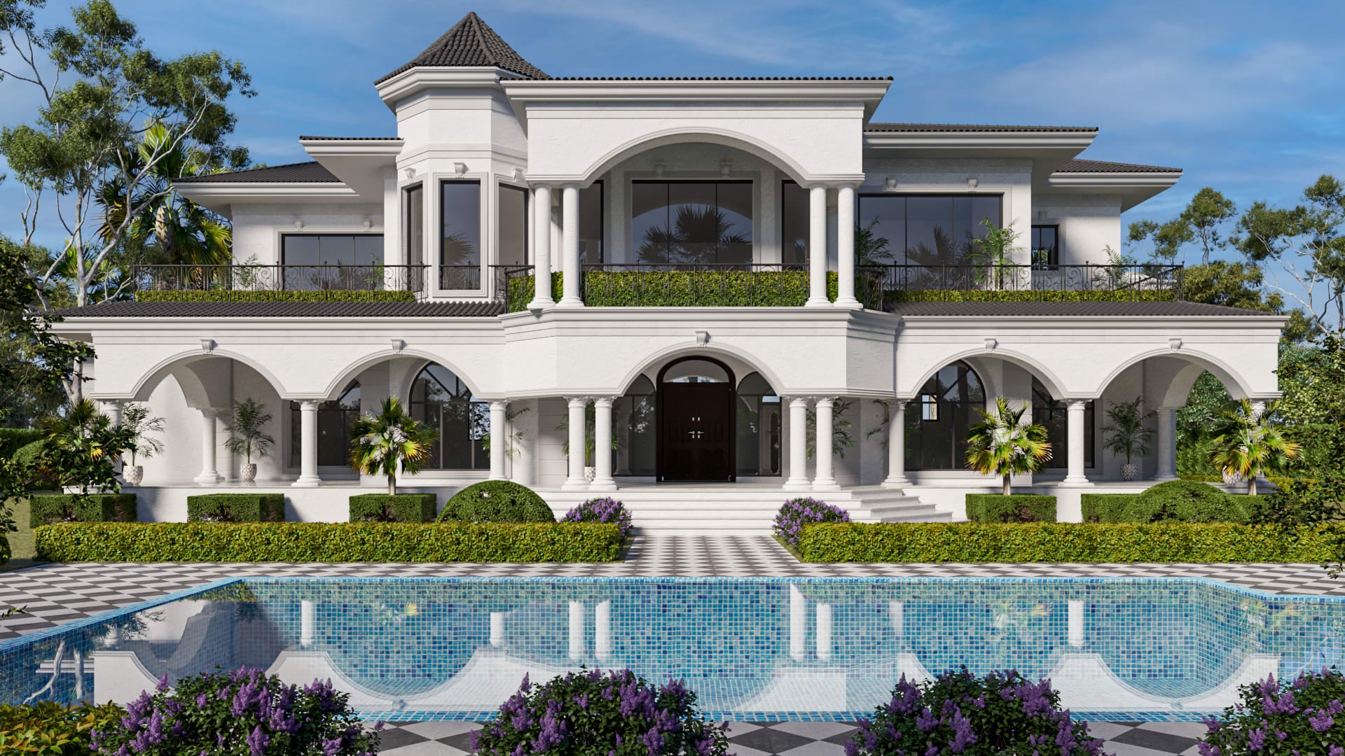 3d architectural exterior design of house, commercial building 3d rendering